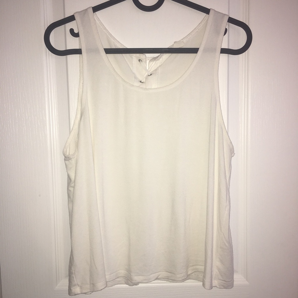 Garage lace up back tank top